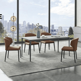 Amed Wood Modern Leather Dining Room Side Chair - Gavisco Office Furniture